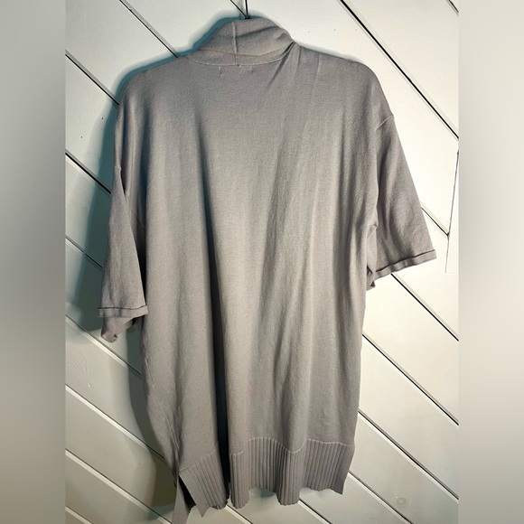 Women's Gray Open Front Long Cardigan Sweater L - Picture 2 of 6